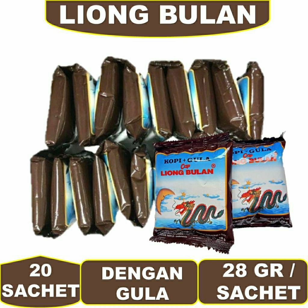 

1Pak Kopi Cap Liong Bulan Plus Gula 28gr ( isi 20pcs sanchet )