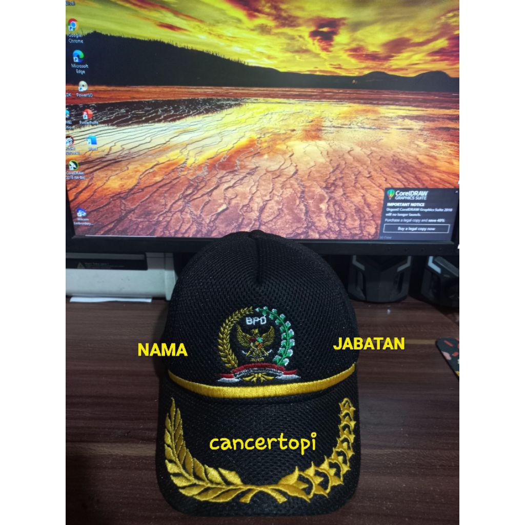 TOPI BPD PREE BORDIR NAMA DAN JABATAN COCOK UNTUK INSTANSI DESA