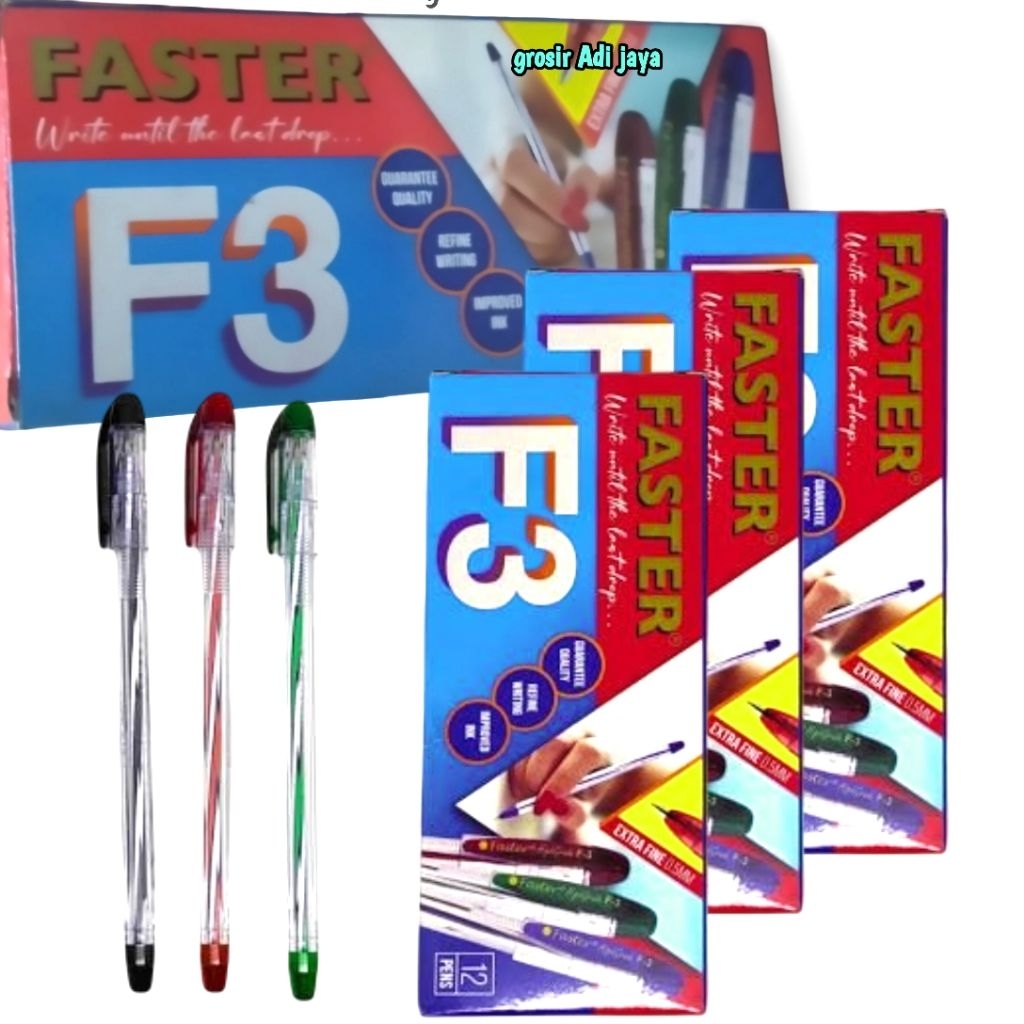 

pulpen gel FASTER F3 1 pack isi 12pcs