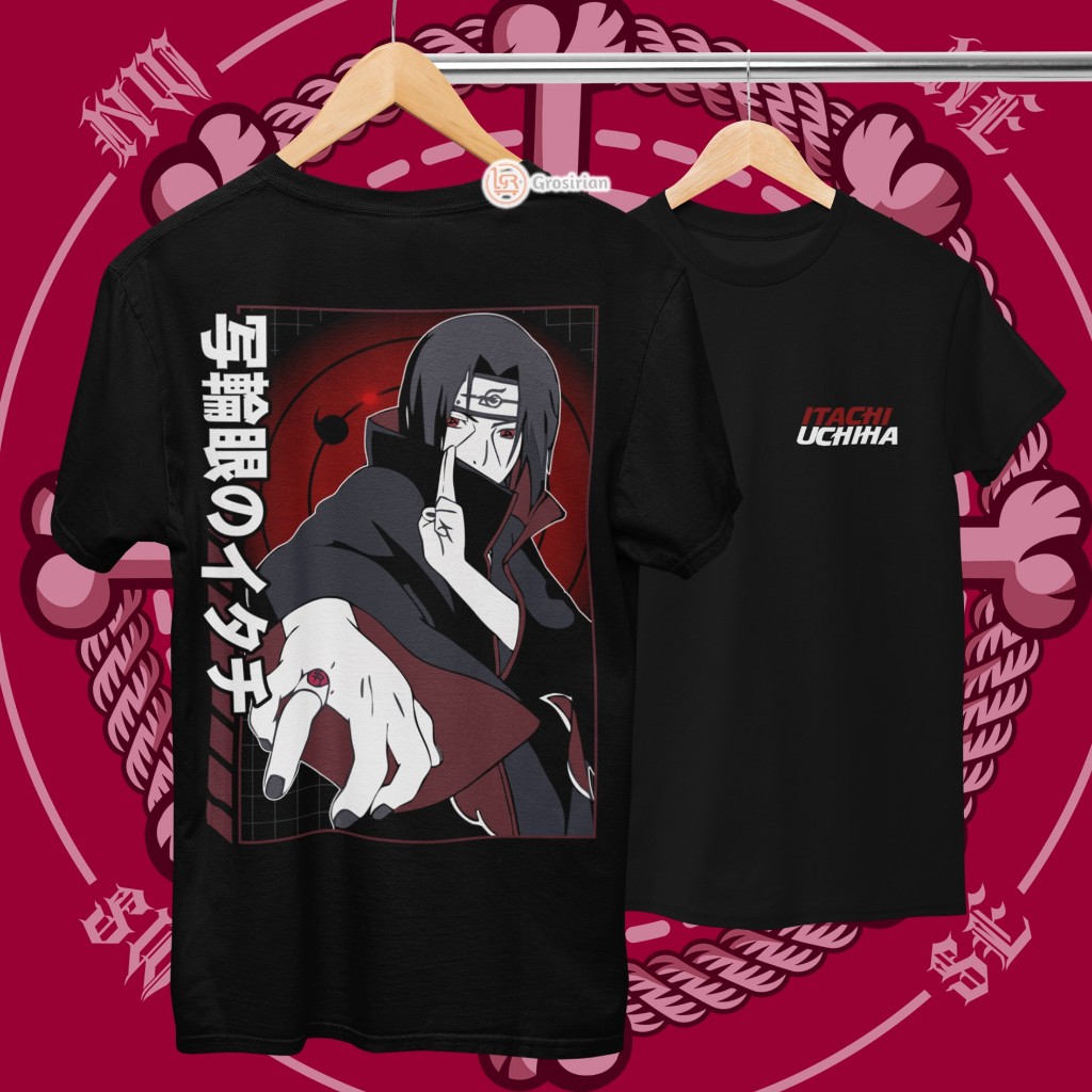 KAOS UCHIHA ITACHI - KAOS BAJU ANIME NARUTO 1, KAOS SABLON, SABLON DTF