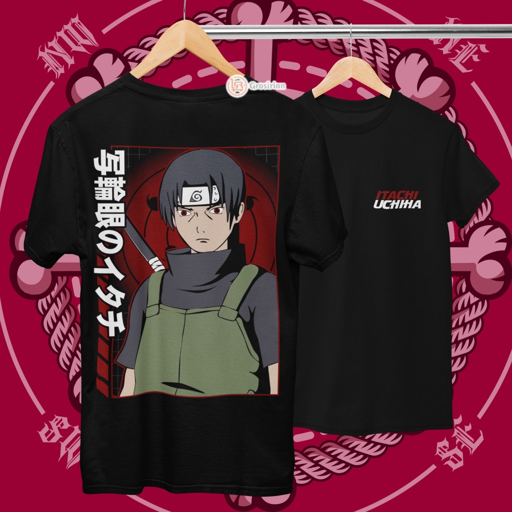 KAOS UCHIHA ITACHI ANIME NARUTO - KAOS BAJU UCHIHA ITACHI ANIME NARUTO, KAOS SABLON, SABLON DTF