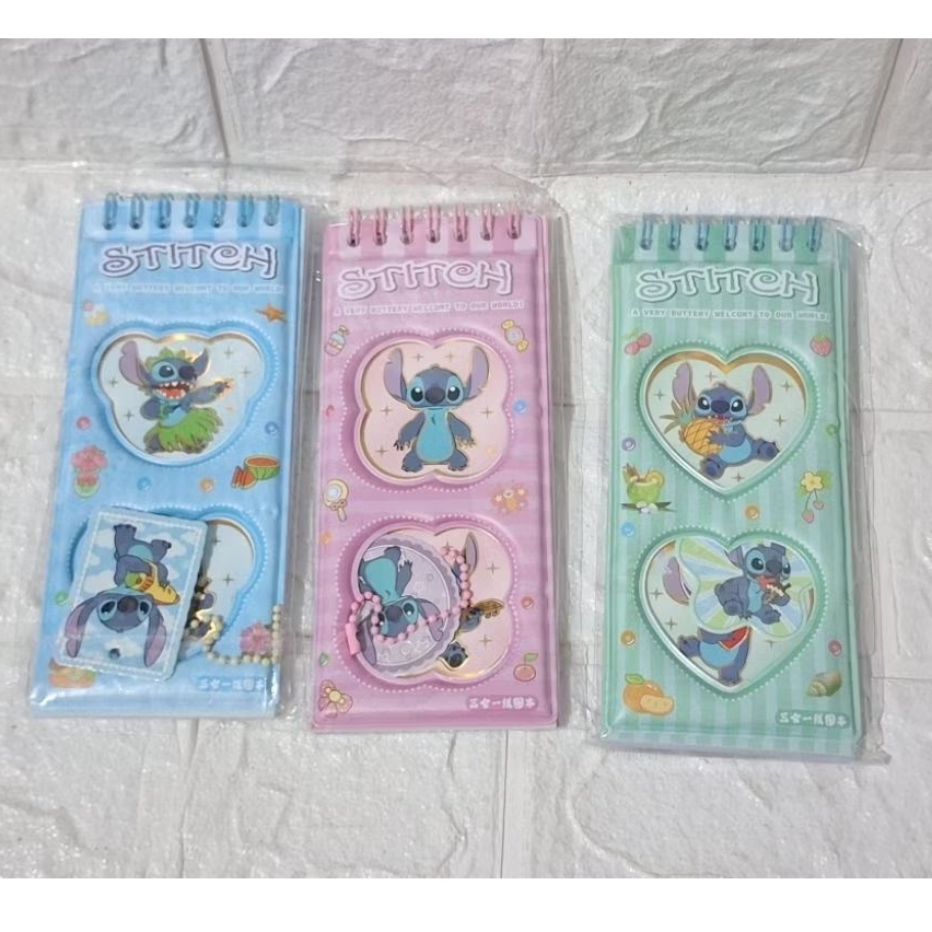 

buku catatan notes stiker gambar tempel motif karakter stitch biru pink hijau lilo stitch scrump memo atk alat tulis kantor sekolah kuliah anak