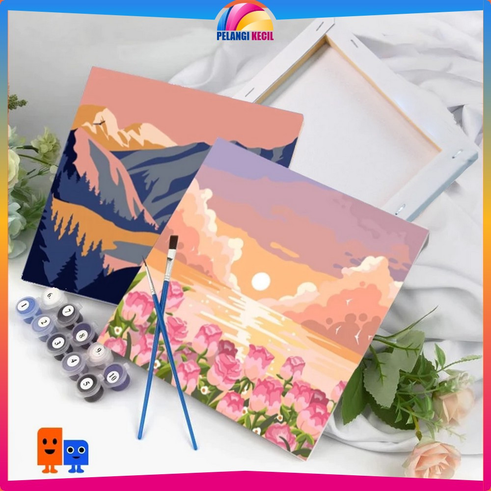 

EC Paint By Number Kit Uk 20x20cm Kanvas Siap Lukis Bunga Pemandangan / Wall Decoration Diy Digital Painting Canvas / Lukisan Canvas Acrylic Aesthetic Pelangi Kecil A110
