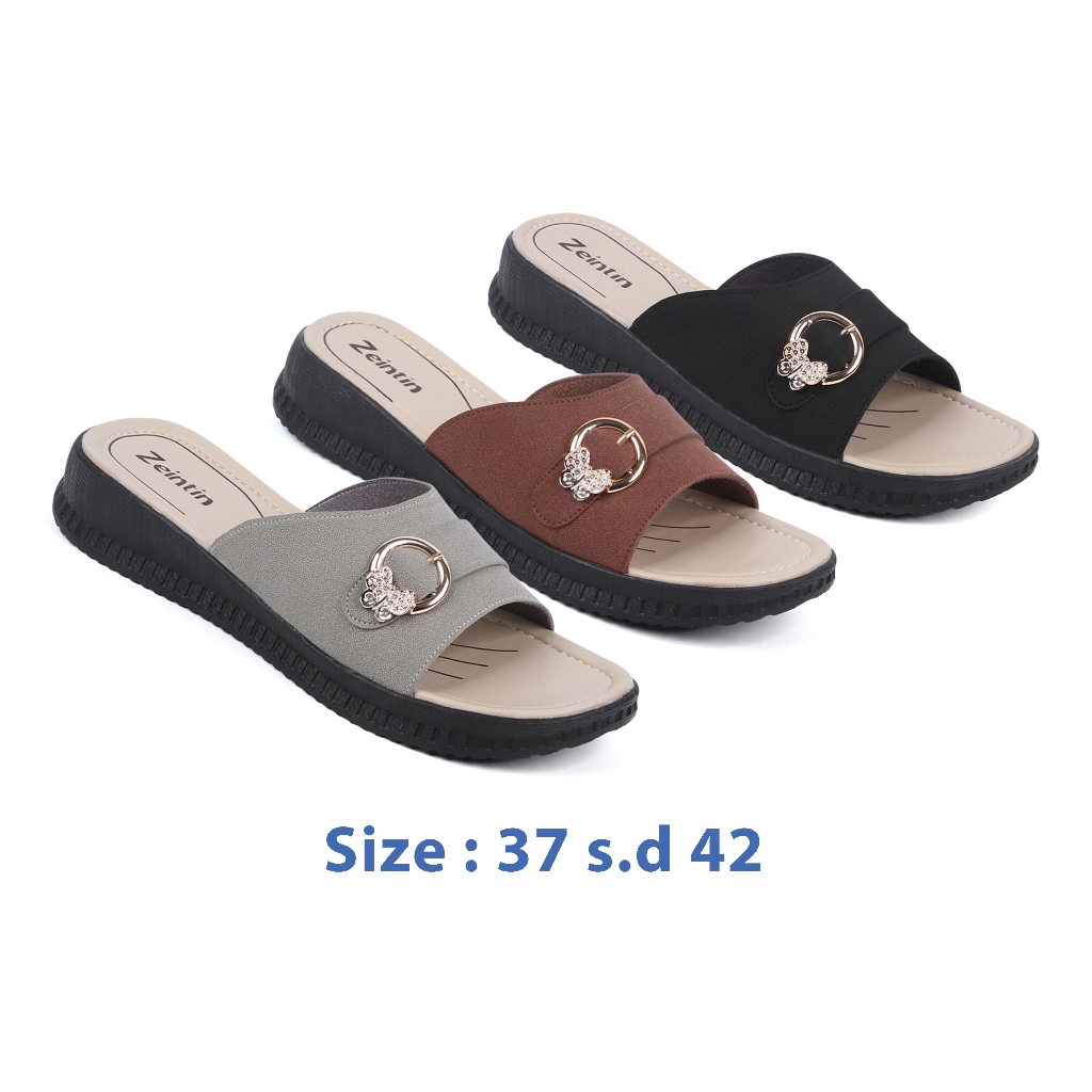 Zeintin  -Sandal Selop Wanita Wedges WanitaTerbaru Sendal Sintetis Sepatu Sandal Wanita  ZEINTIN HP