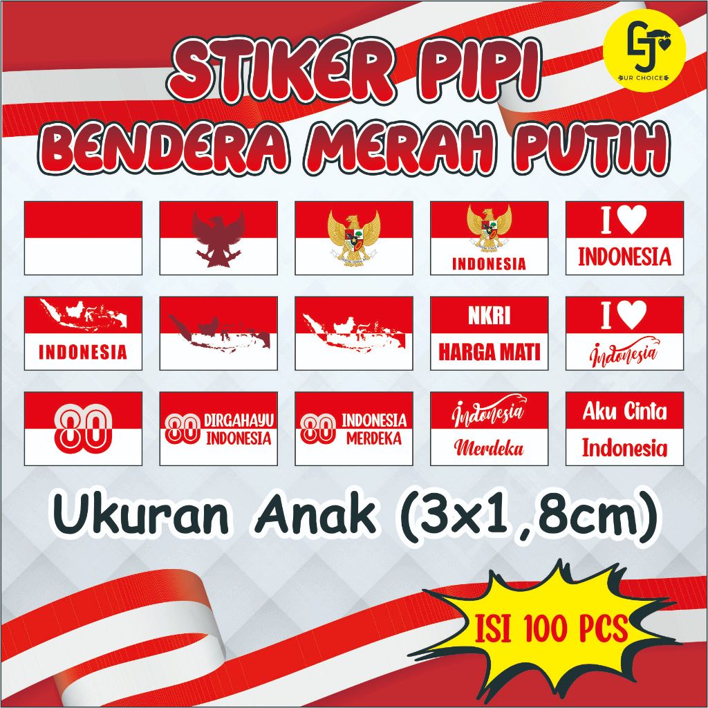 

Stiker Pipi Merah Putih 100 Pcs / Sticker Merah Putih