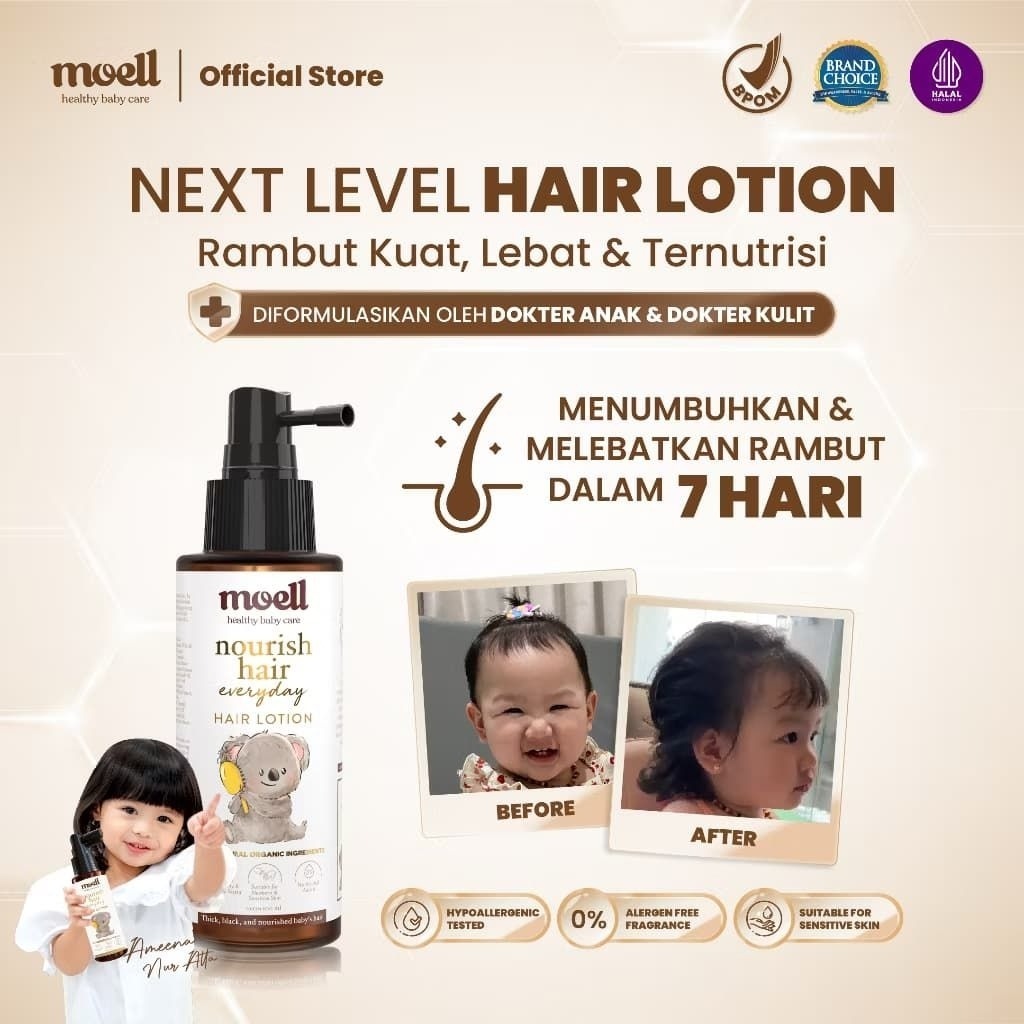 MOELL NOURISH HAIR EVERYDAY - MOELL HAIR LOTION 100ML - HAIR LOTION ANAK  - HAIR LOTION BAYI - HAIR 