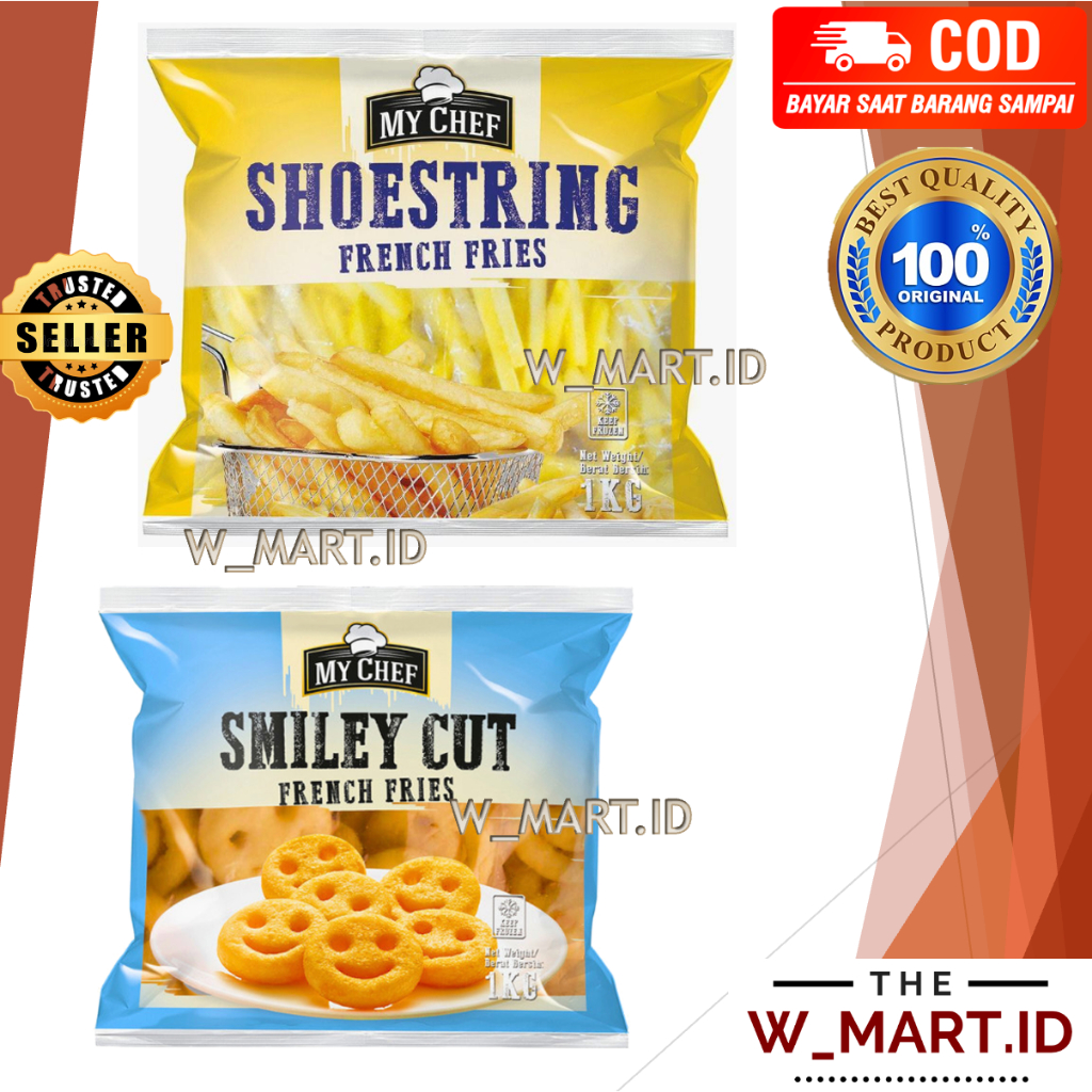 

MYCHEF KENTANG GORENG SHOESTRING SMILEY CUT FRENCH FRIES 1 KG