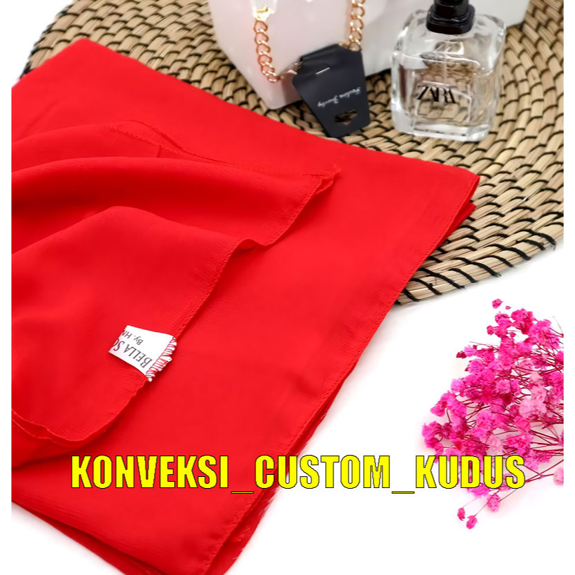 Jilbab Segi empat Merah Bendera/Jilbab Agustusan / Jilbab segi empat merah cabe saudia exclusive