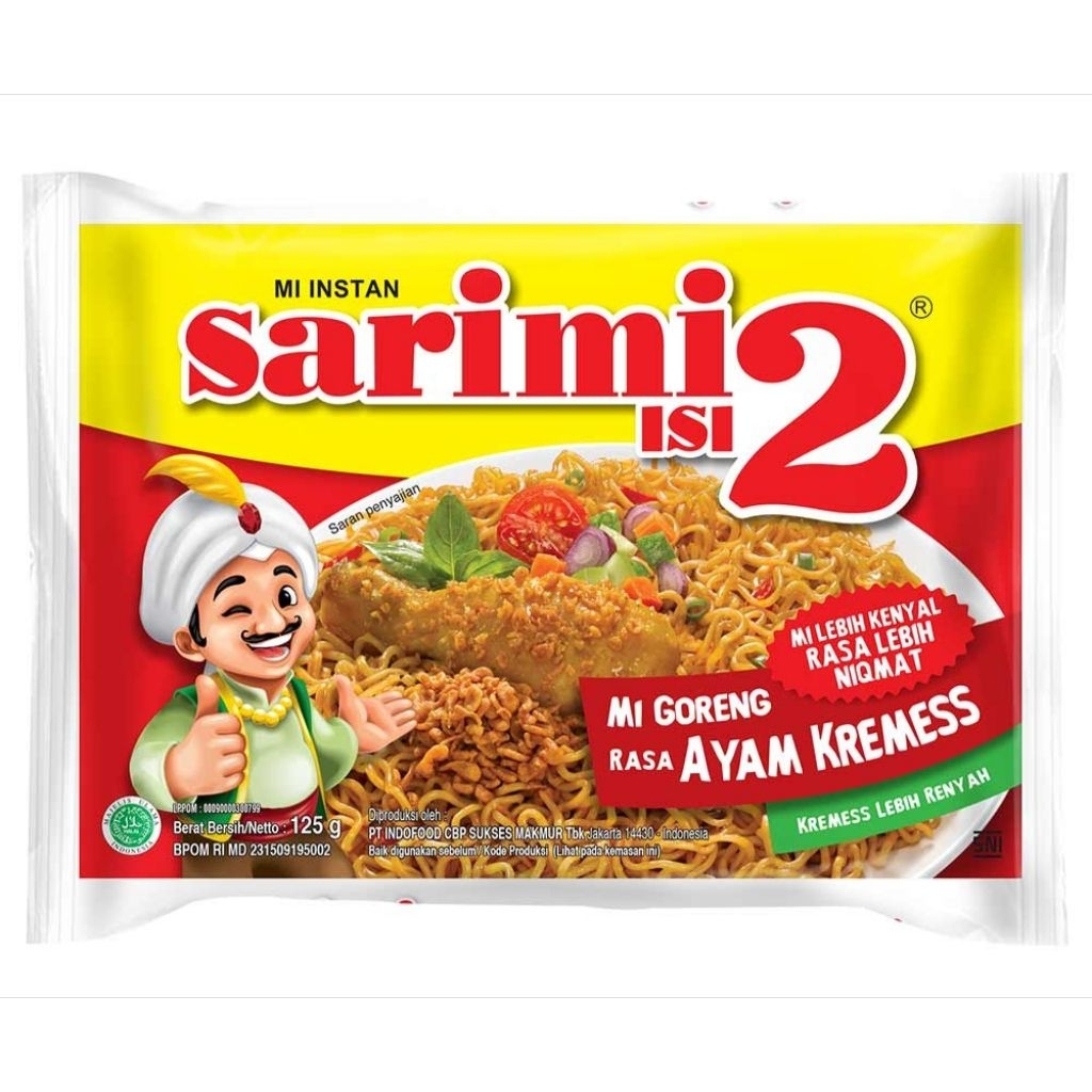 

Sarimi goreng isi 2 ayam kremes, ayam kecap, ayam pedas korea