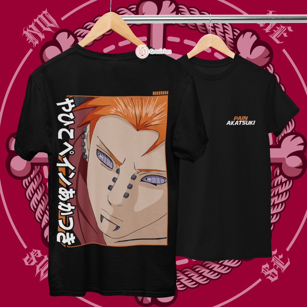 KAOS PAIN AKATSUKI - KAOS BAJU PAIN NAGATO AKATSUKI ANIME NARUTO, KAOS SABLON, SABLON DTF