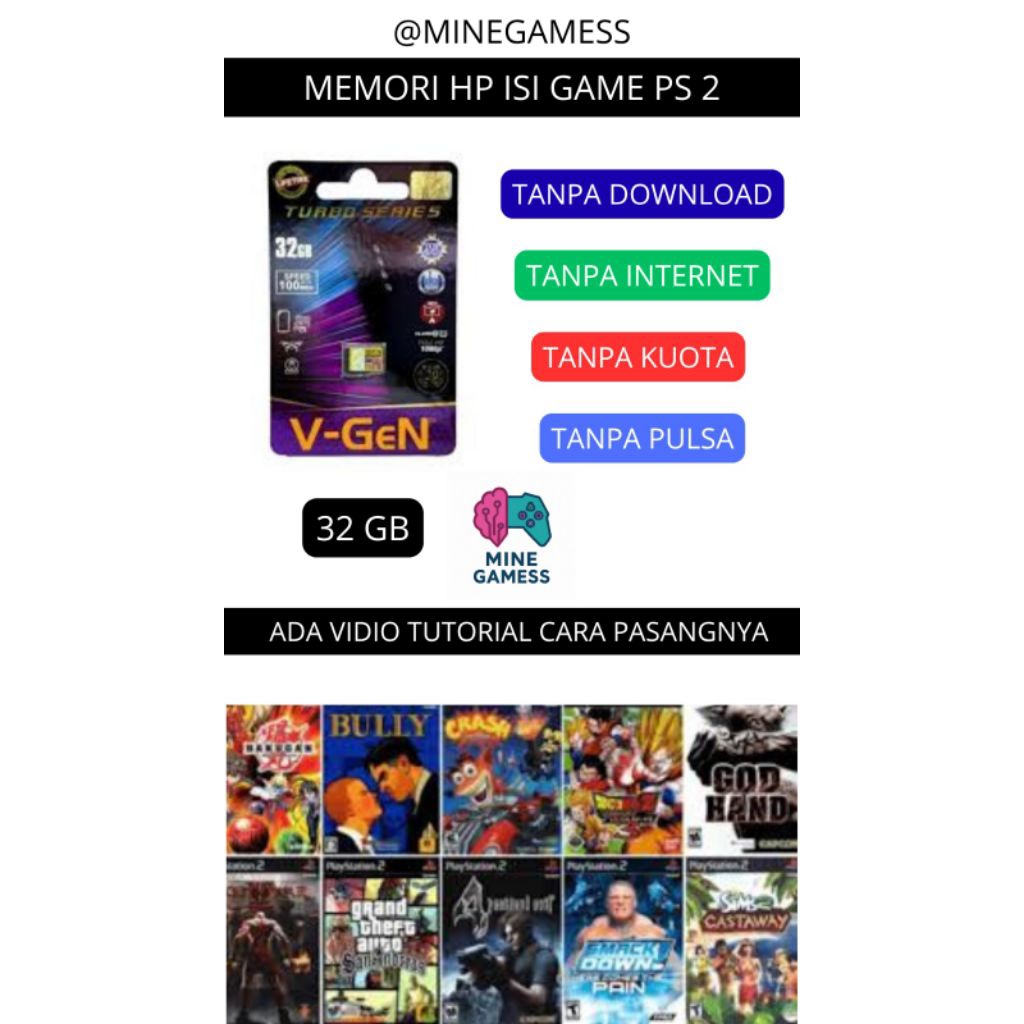 MEMORI SD CARD VGEN 32GB ISI GAME PS2