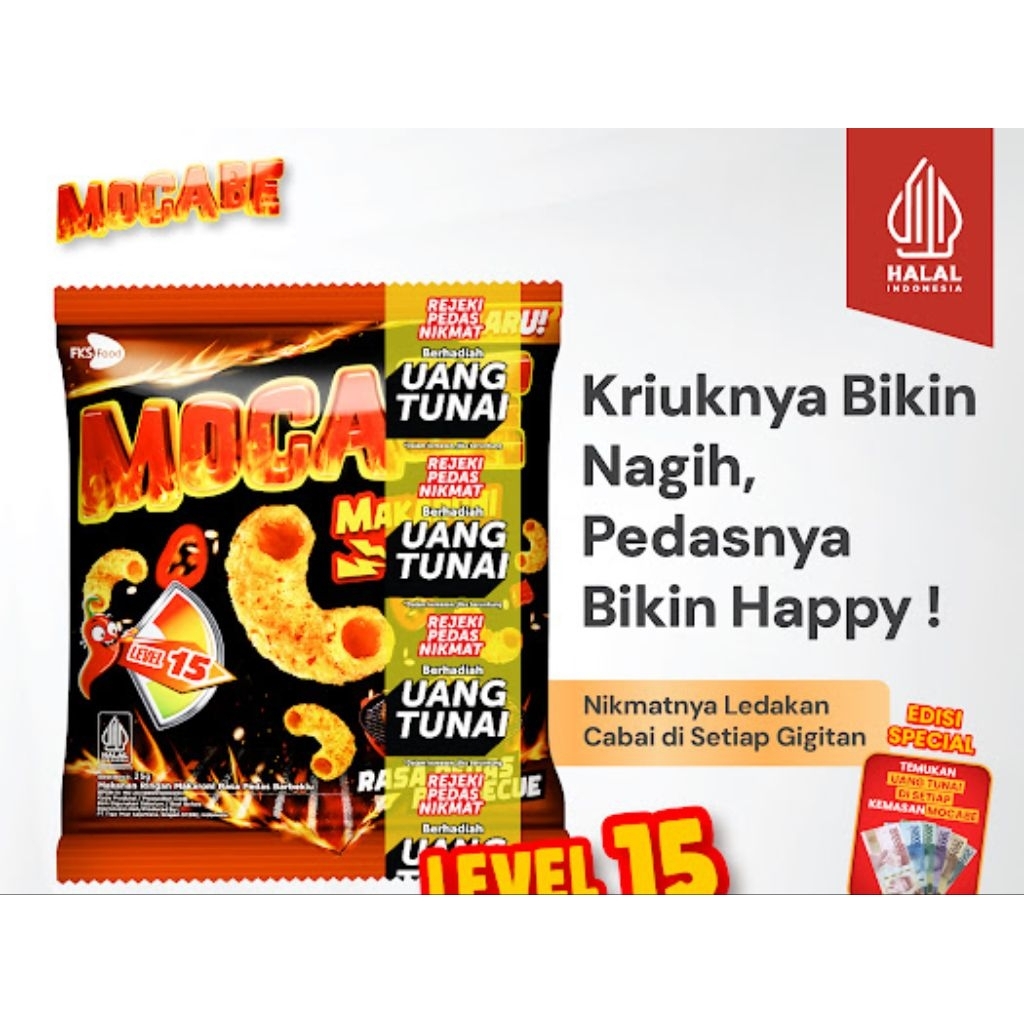 

Mocabe - Barbecue - Small Pack - 1 Karton (6 renceng) - 60 Pcs - 24gr (Free 12 Pcs)
