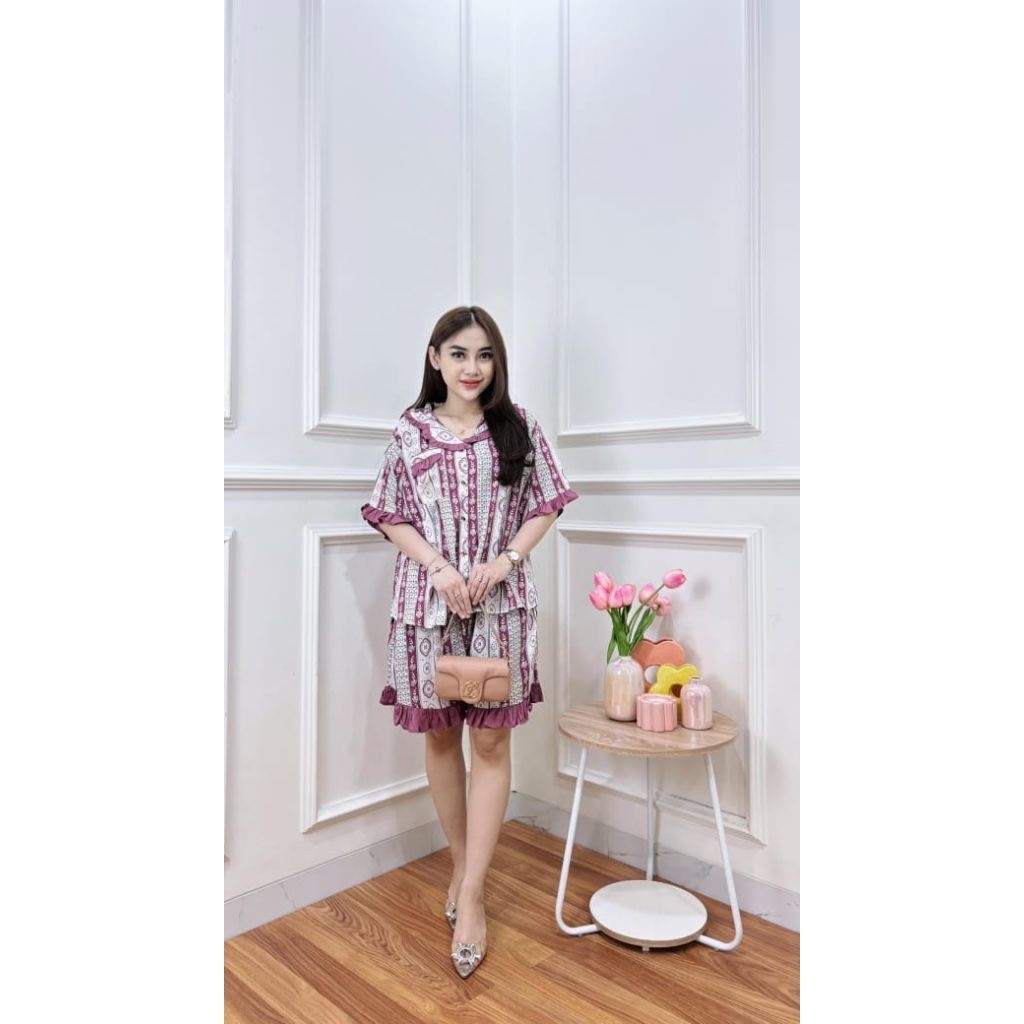 BARU _ PREMIUM_Setcel wanita pendek/setelan kancing wanita/Setelan pendek wanita