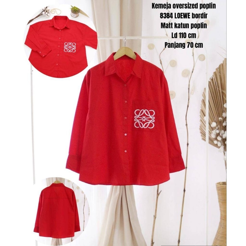 Blouse/ Atasan kemeja merah putih 17 Agustus wanita bahan katun poplin halus real pict/blus kemeja k