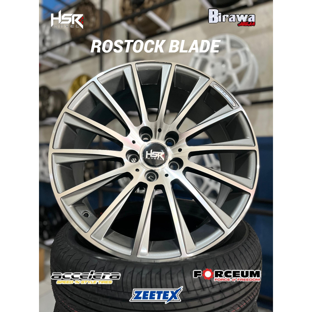 VELG MERCY RING 18 ORIGINAL HSR ROSTOCK BLADE GREY PCD 5X112 PELEK MOBIL MERCEDES R18 JARI JARI
