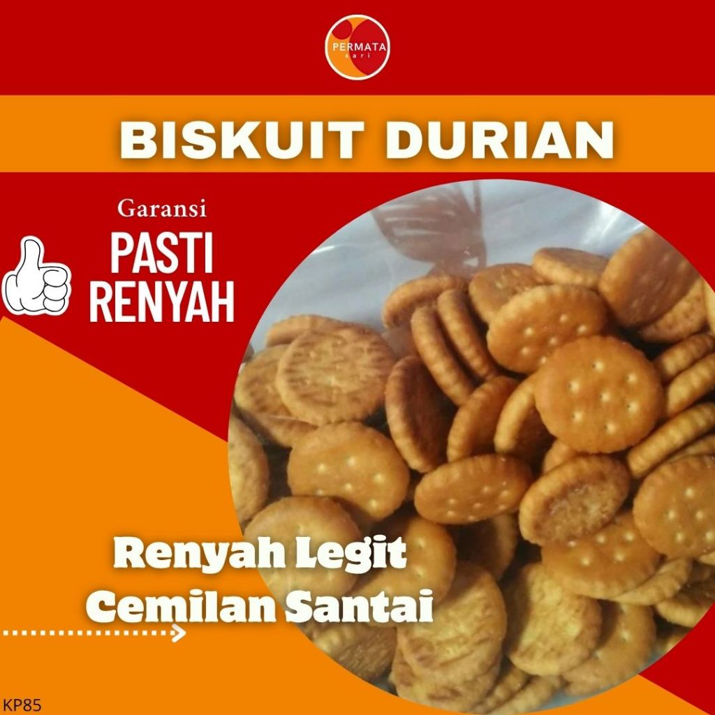 

Biskuit Durian 100Gram±/Biskuit Rasa Durian/Cemilan Manis