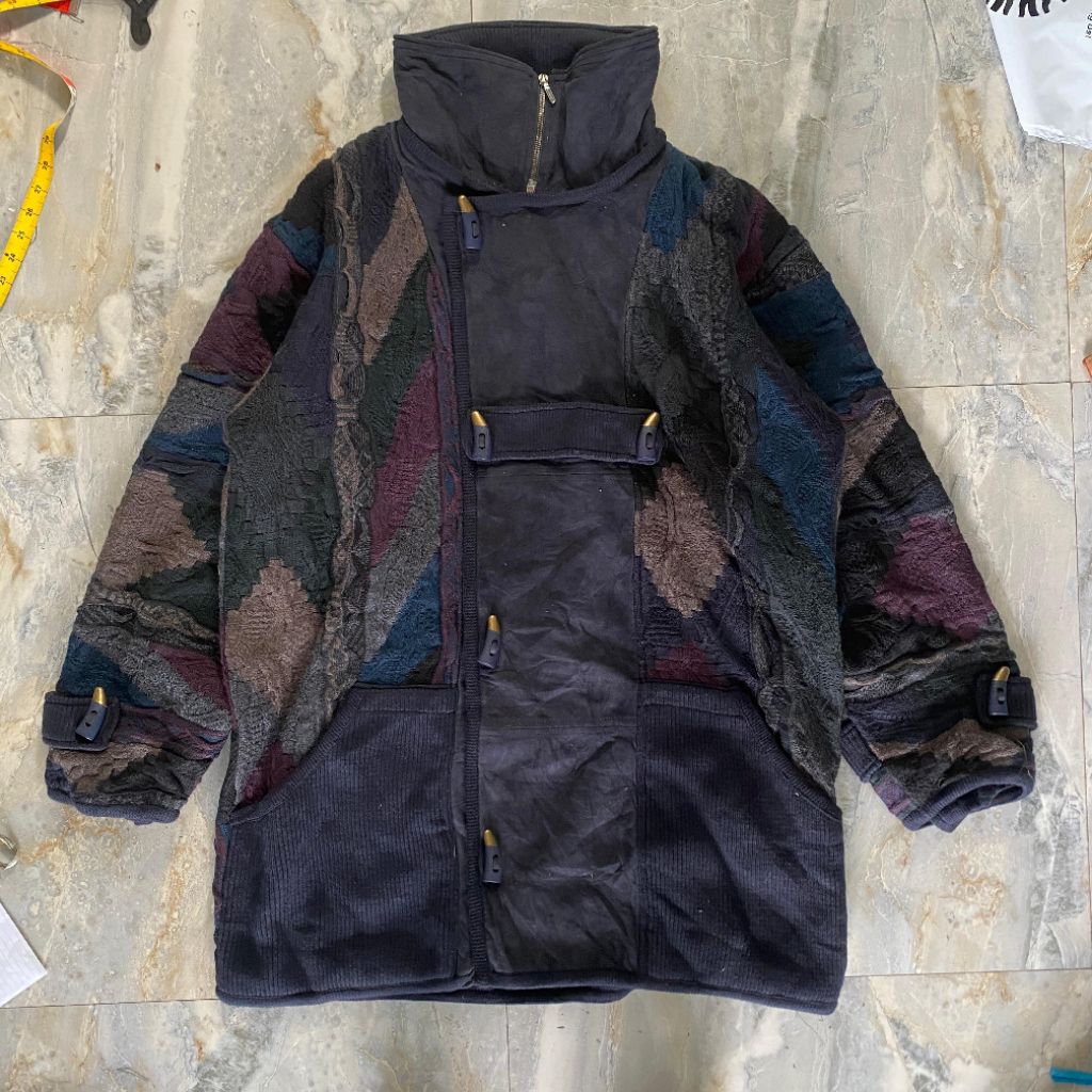 COOGI KNITWEAR MIX LEATHER PARKA