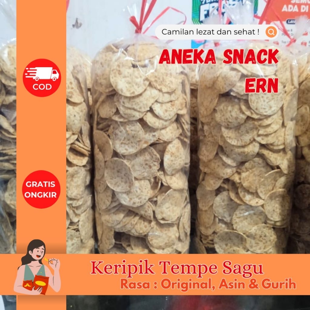 

keripik tempe sagu ERN 200 gr | Oleh-oleh khas Bandung cemilan sehari-hari