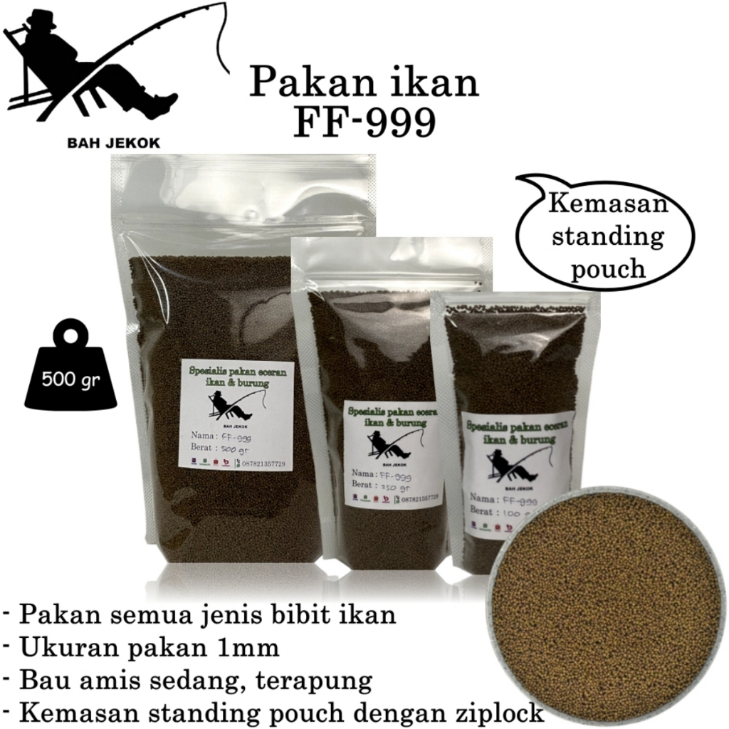Pelet FF-999 Pakan Ikan Lele Mas Nila Gabus dll di kolam & Akuarium SP (100gr - 500gr).