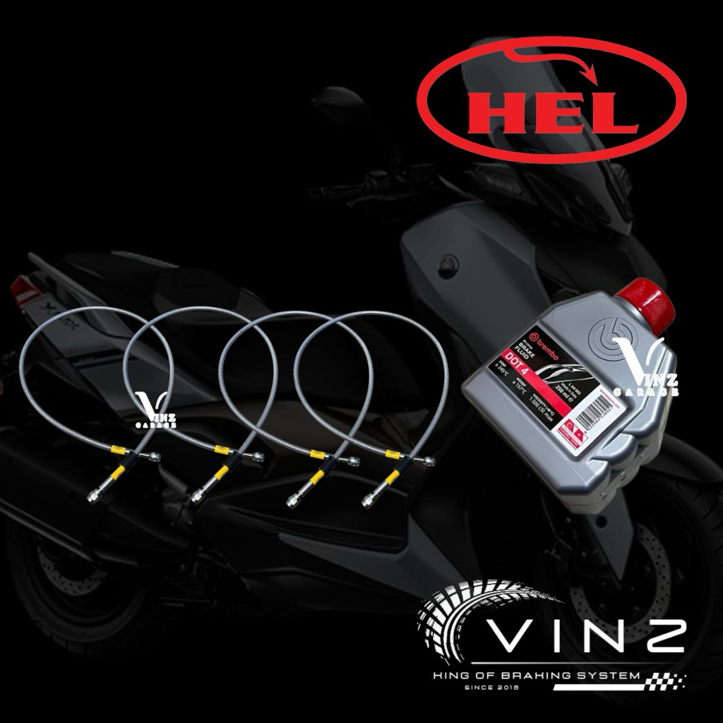 Paket Selang Rem Hel Xmax Silver Clear Edition Full Set Plus Oli Rem Brembo 250 Ml // Selang Rem Hel