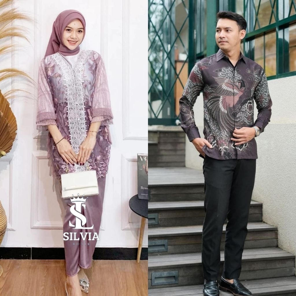 (Termurah) Batik Couple Outer Oneset Brukat Maiza Setelan Kondangan Rok Lilit Baju Pesta