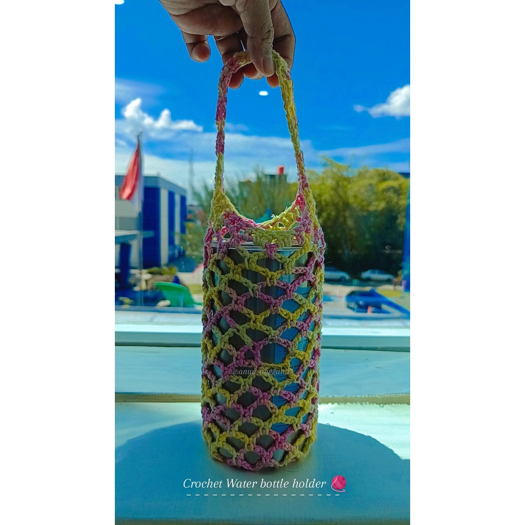 Crochet Water Bottle Holder Rajut Tas Wadah Botol Air Minum Rajutan