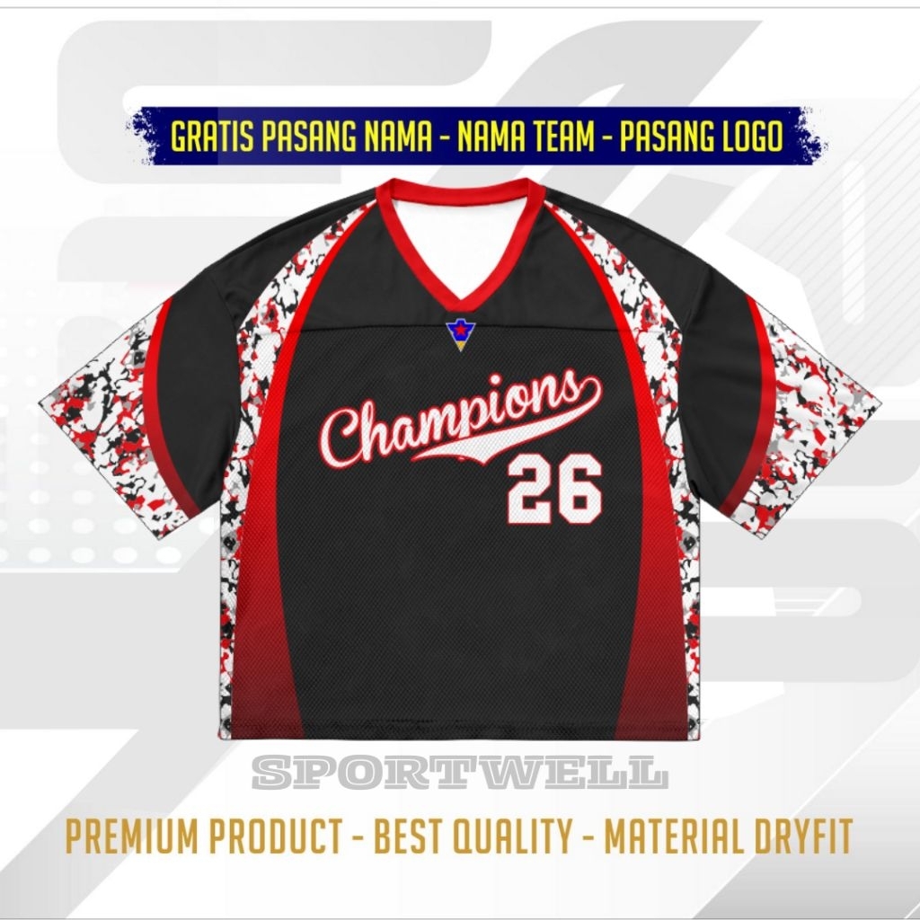 Jersey Boxy Black Champions Rugby Full Printing Premium Jersey Vintage Oversize Jersey BaseBall Baju