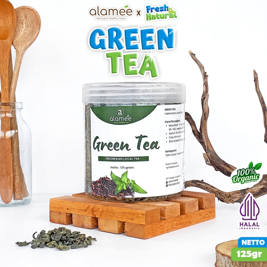 

ALAMEE Teh Hijau Green Tea Organic Kering Organik Greentea Minuman Herbal fresh and natural