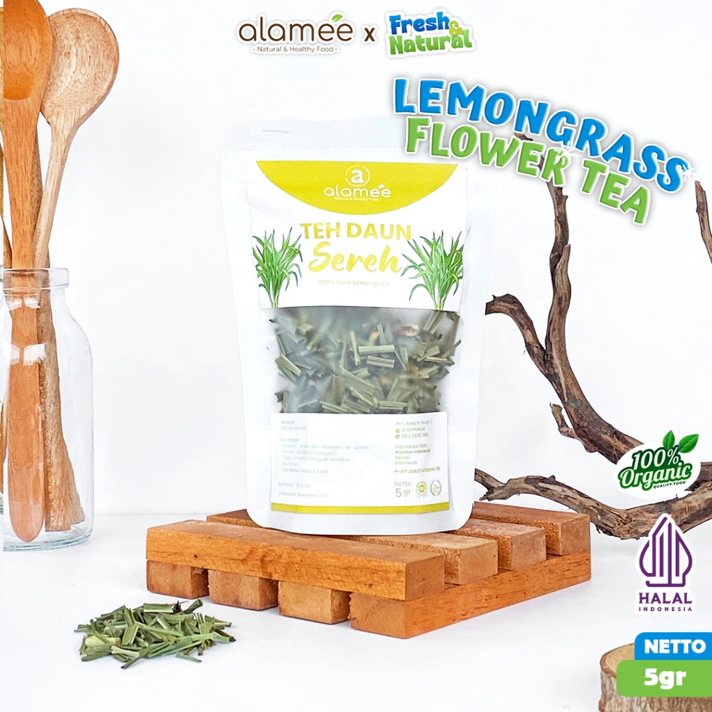 

ALAMEE Lemongrass Leaf Tea Teh Daun Sereh Organik Herbal OrganicKering Dried 5gr fresh and natural