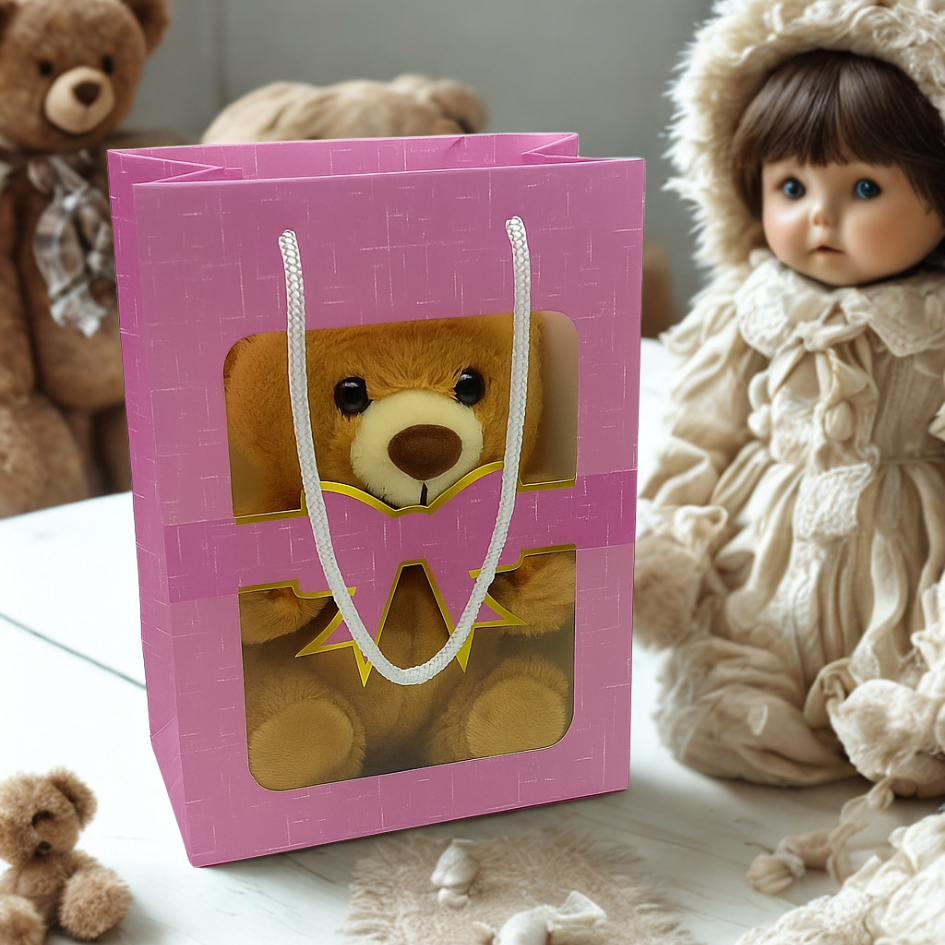 

Paper Bag Mika Transparan Pink Hampers Bouquet Bag Flower Goodie Bag Mika