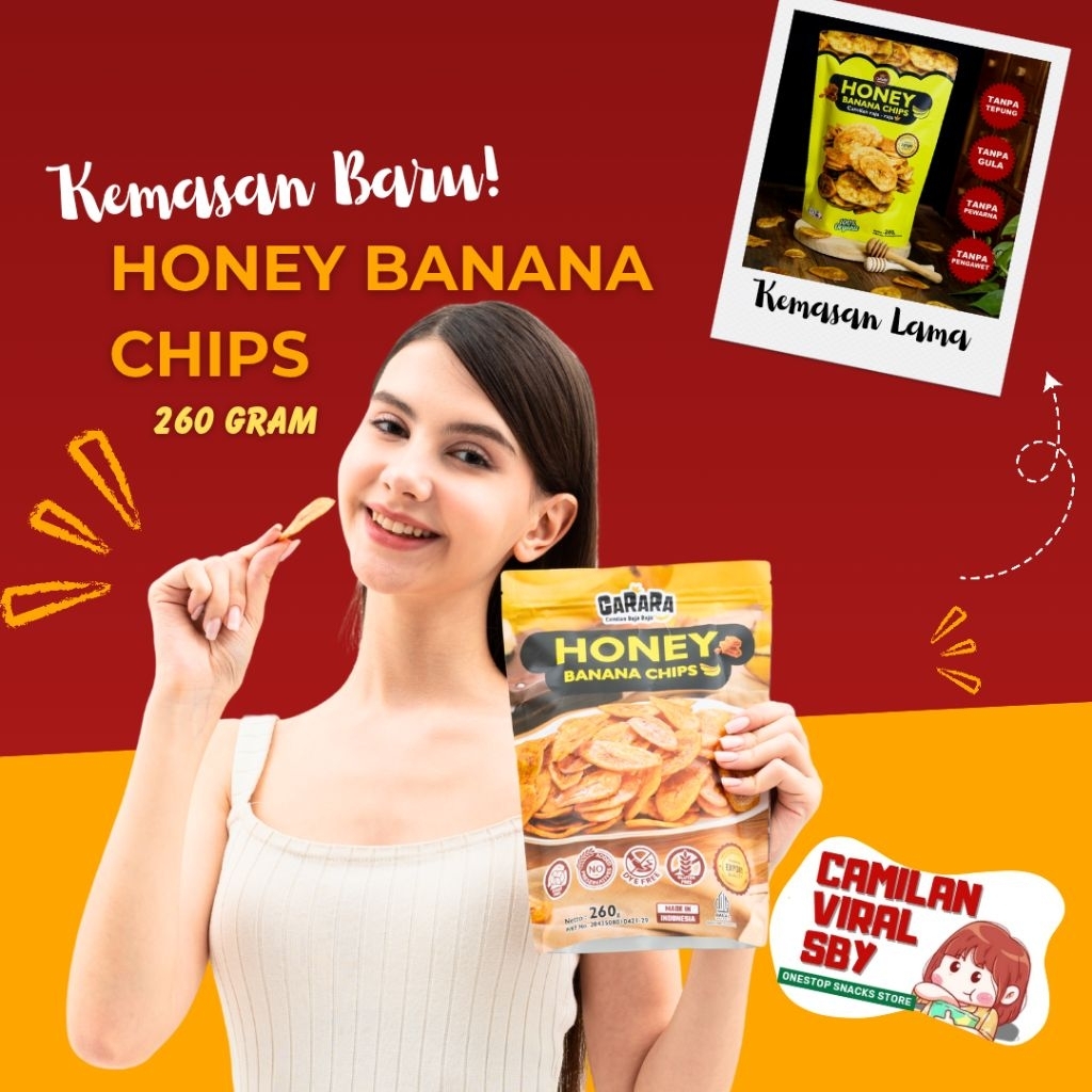 

Honey Banana Chips 260Gr Kemasan Besar Carara Food Camilan Viral