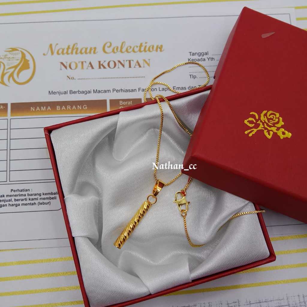 Kalung Liontin Bambu Perhiasan Fashion Lapis Emas  4gram Free Kotak Perhiasan Cantik