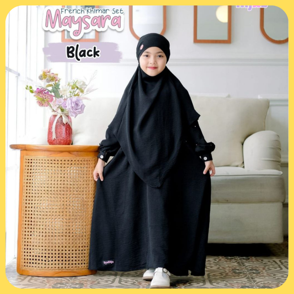 Syafiqa Hijab French Khimar Set Maysara V Shape Hijab Gamis Anak Perempuan