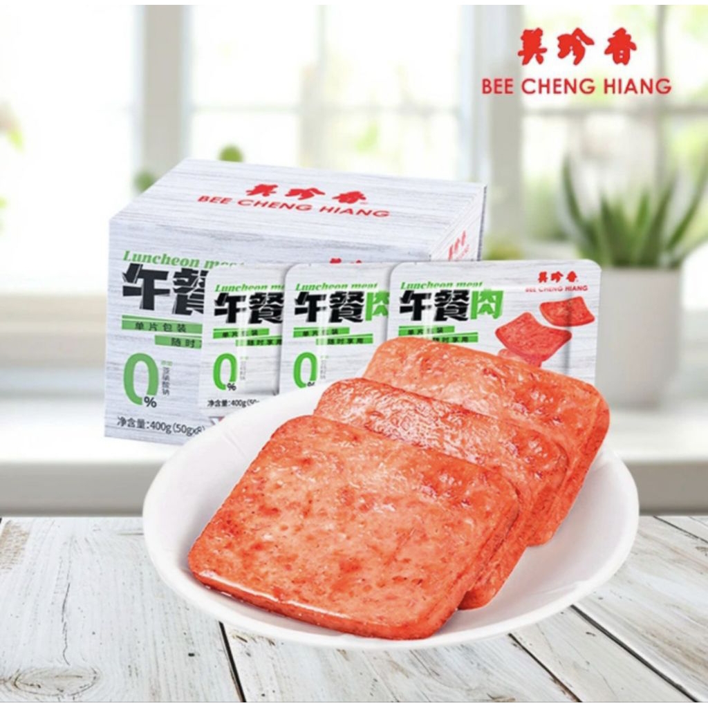 

BEE CHENG HIANG LUNCHEON MEAT HAM BABI 400GR (isi 8@50gr)