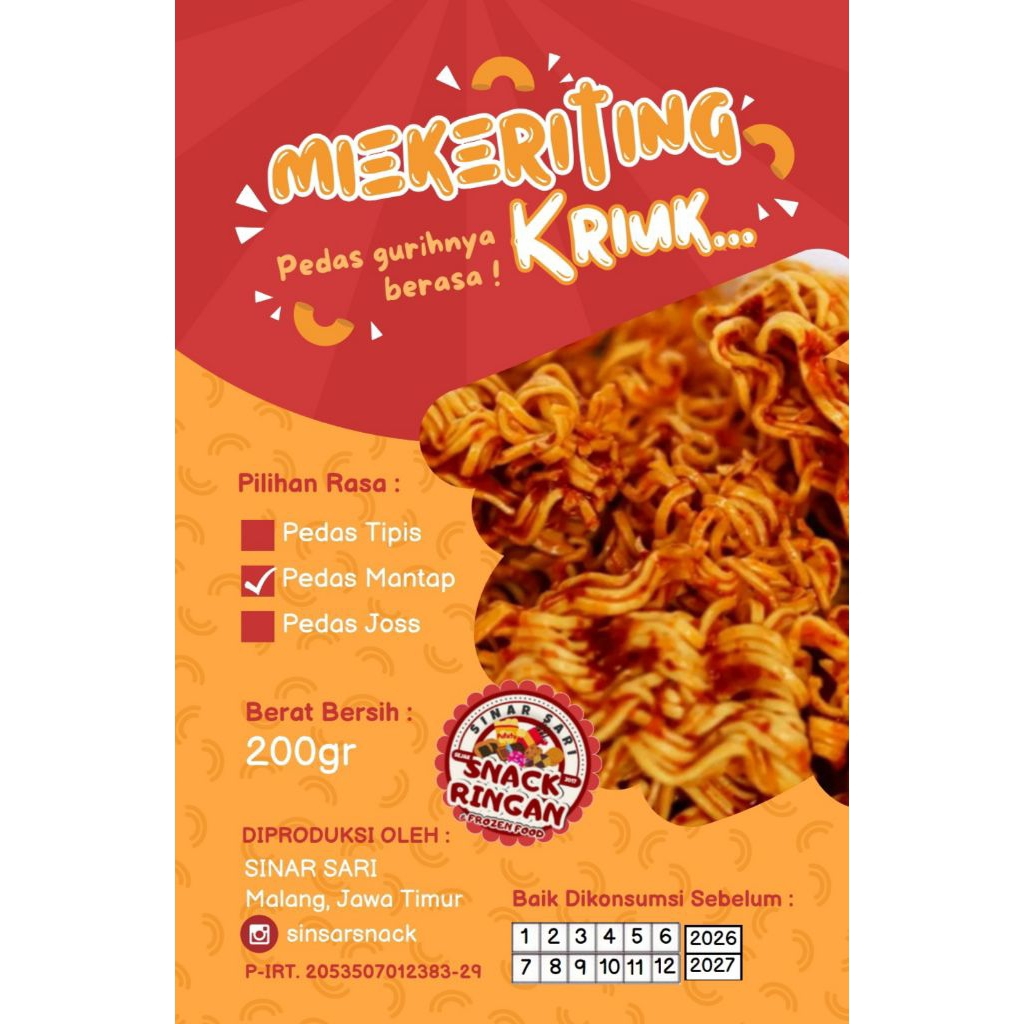 

Mie Keriting Pedas Gurih / Mie Keriting Kering Pedas