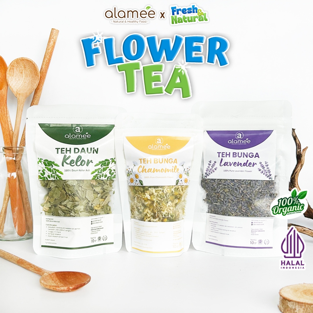

ALAMEE Teh Hijau Green Tea 10gr Daun Jati Cina Chamomile Bunga Jasmine Flower Tea freshandnatural