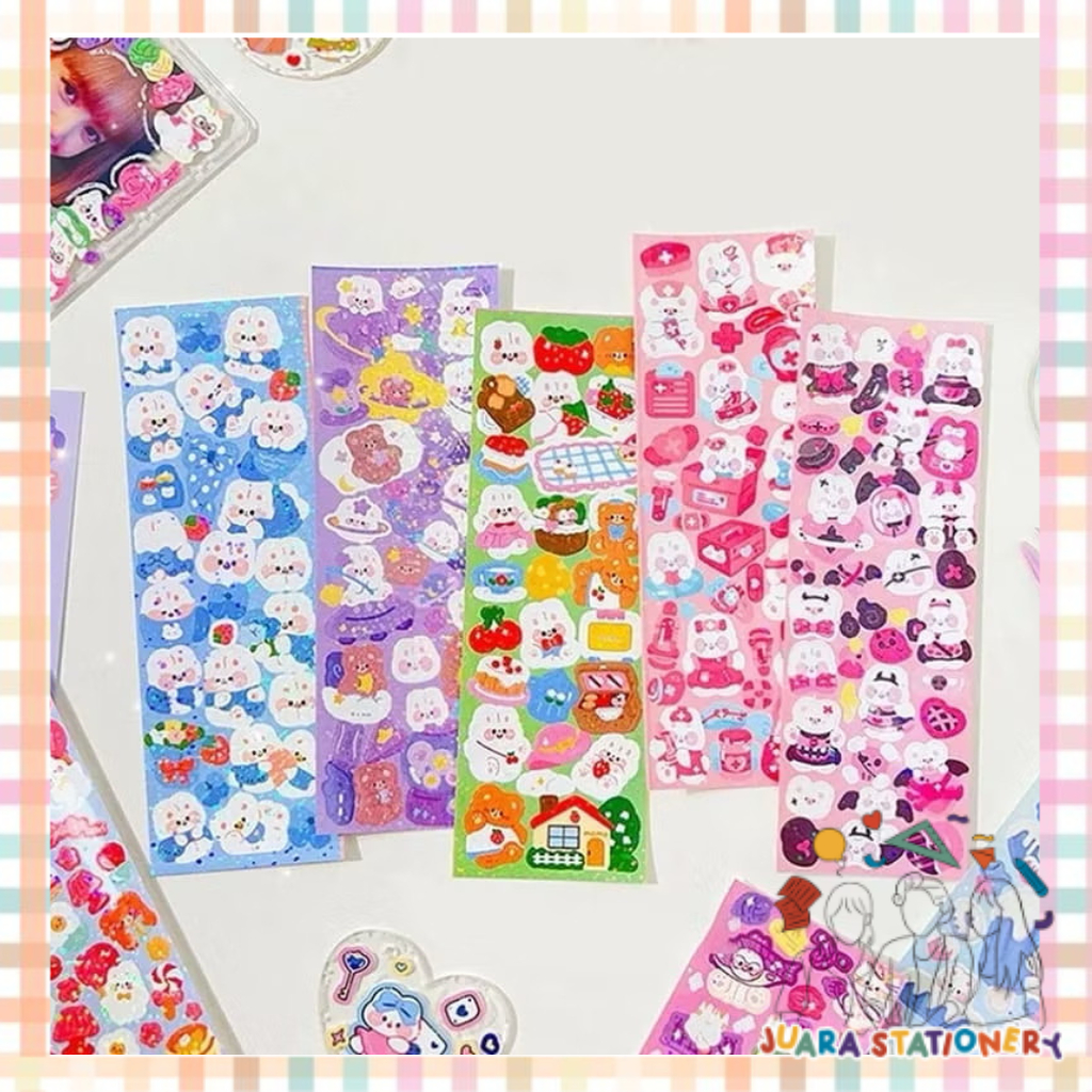 

(285) 1 Lembar Sticker Glitter Cartoon / Sticker Journaling Sticker Waterproof Stiker Jurnal