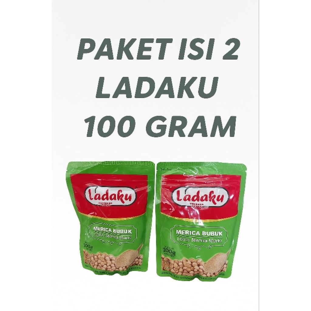 

PAKET ISI 2 PACK LADAKU MERICA BUBUK 100 GR / LADAKU LADA PUTIH BUBUK 100 GR BUNGKUS HIJAU