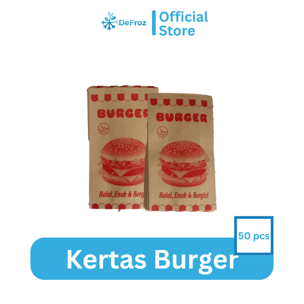 Bungkus Kertas Burger / Kemasan Burger Coklat Isi 50 pcs