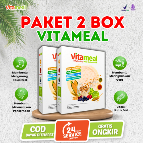 

Vitameal 2 Box Sereal Sehat Multigrain Cegah Diabetes Turunkan Gula Darah KolesterolVITAMILK FATBURN