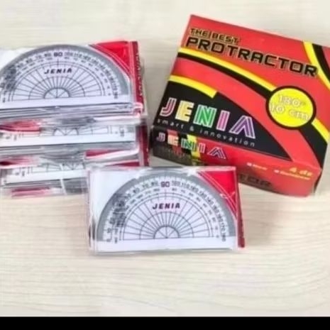 

Busur 180 derajat JENIA (1 pcs ) / Busur plastik tebal jenia / Penggaris busur 180/10 cm protactor (1 pcs)