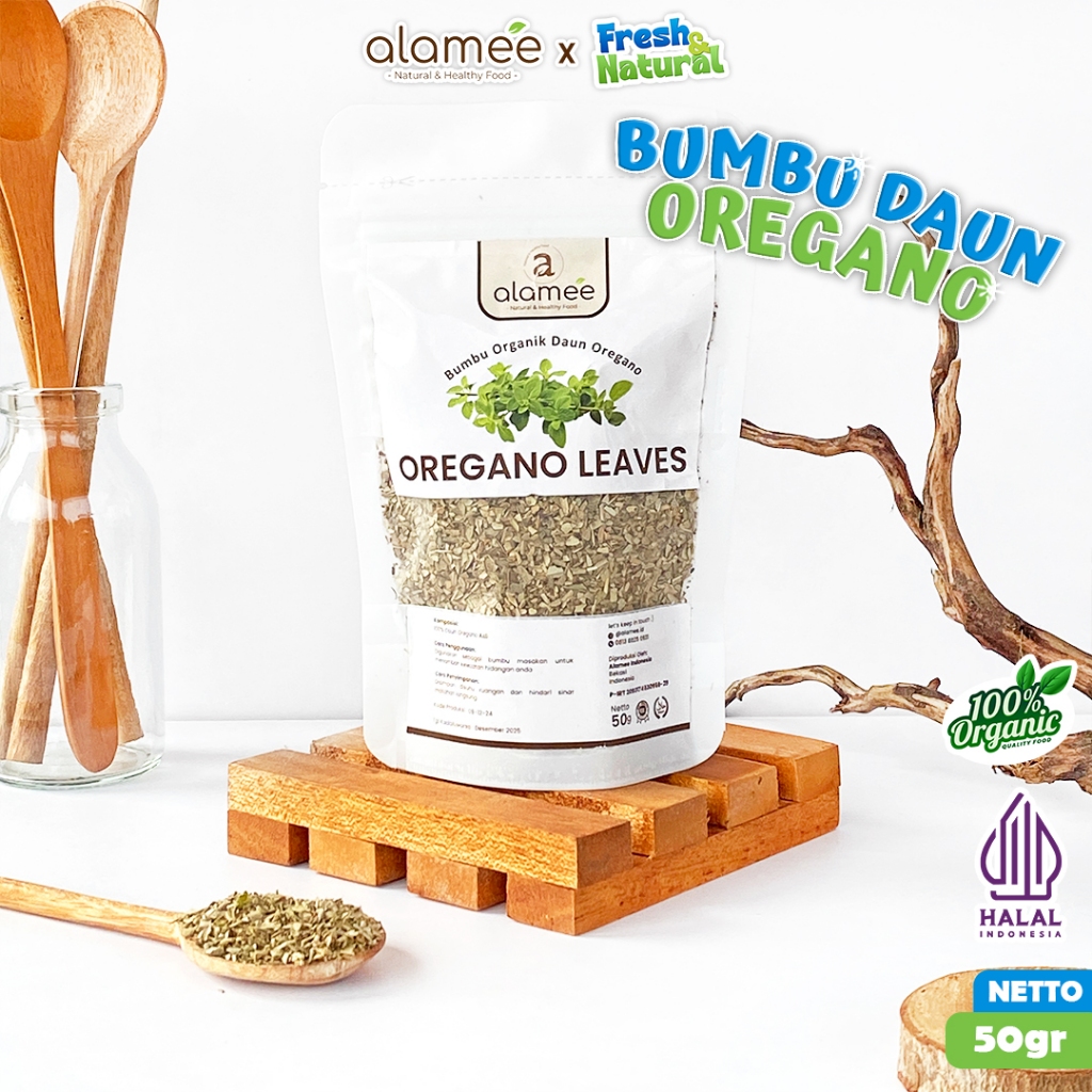 

ALAMEE Oregano Kering Dried Leaves Flakes Garnish Murni Bumbu Dapur Organik 50g fresh and natural