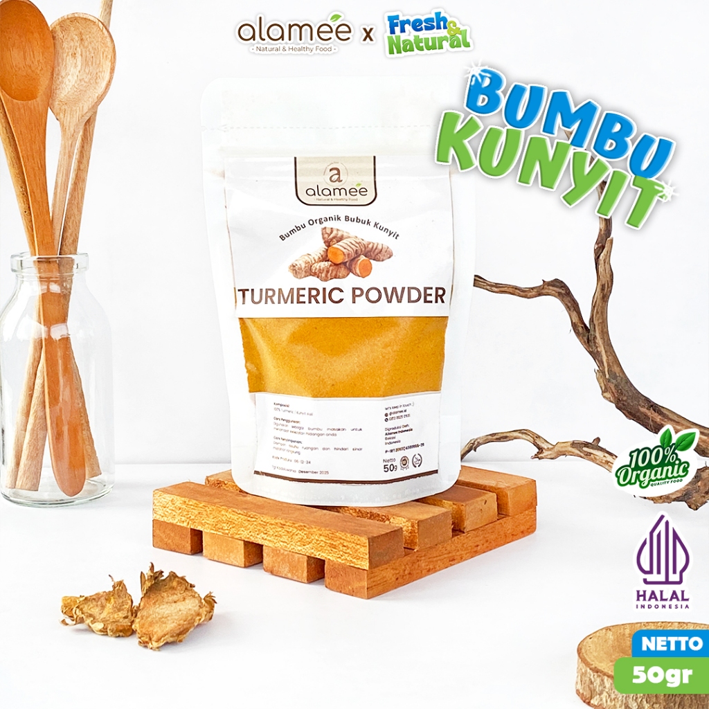 

ALAMEE Kunyit Bubuk Turmeric Powder Ground Bumbu Dapur Instan Organik Murni 50g fresh and natural