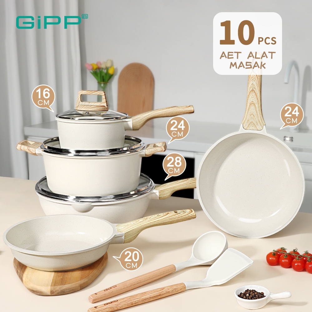 GEROSAMIL - GIPP NONSTICK FRYING PAN SET 10PCS WAJAN ANTI LENGKET
