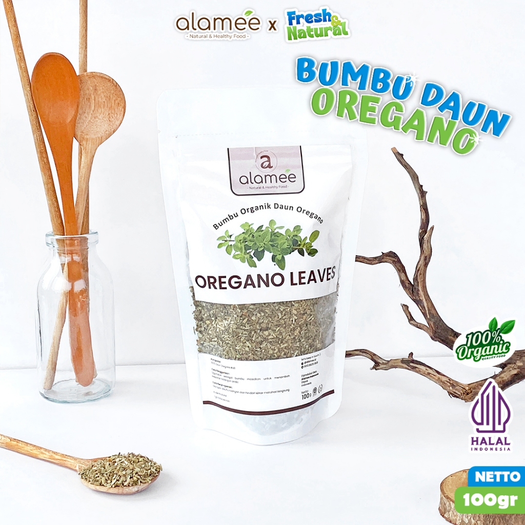 

ALAMEE Oregano Kering Dried Leaves Flakes Garnish Murni Bumbu Dapur Organik 100g fresh and natural