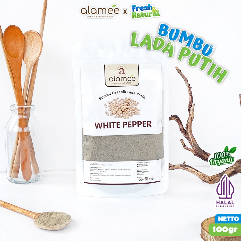 

ALAMEE Lada Putih Bubuk White Pepper Powder Merica Whitepepper Bumbu Dapur 100g fresh and natural