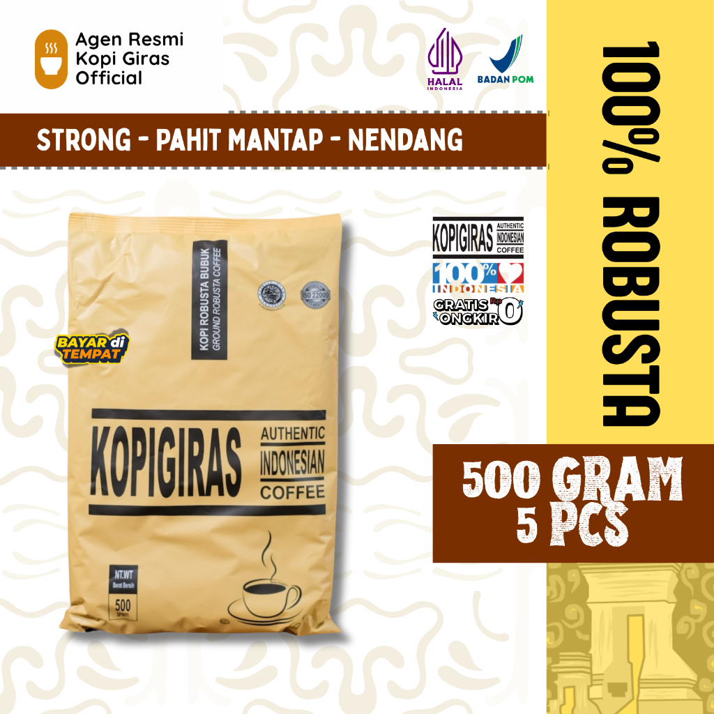 

Paket 5 pcs Kopi Giras 500g - Stok kopi 2.5 Kg untuk Usaha & Rumah