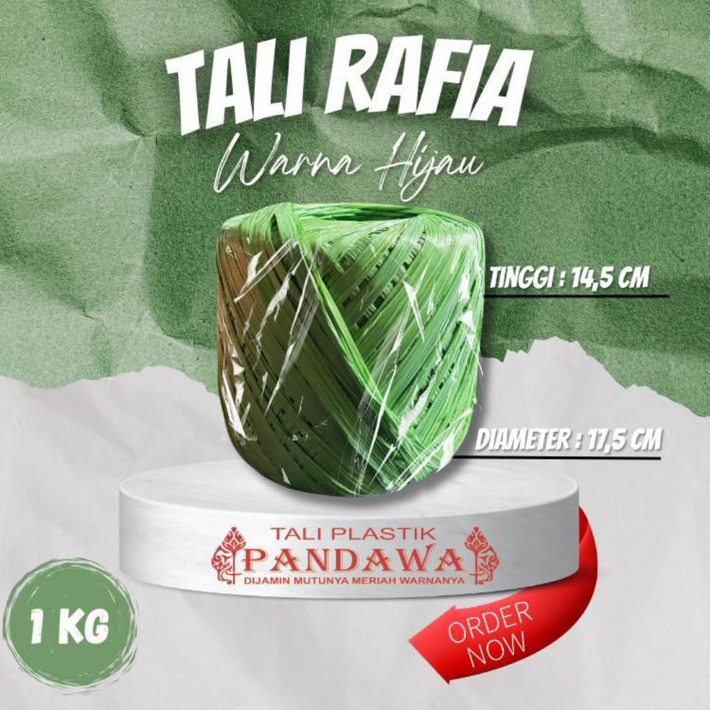 

Pandawa Tali Rafia 1kg Warna Hijau Tinggi 14,5cm Diameter 17,5cm Tali Plastik Berkualitas 1kg