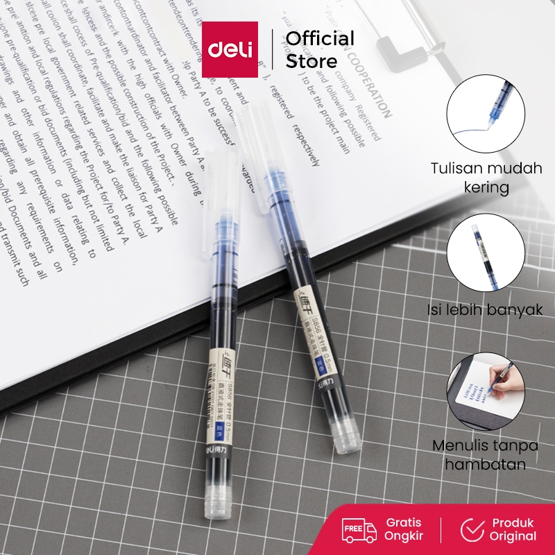 

Deli Roller Pen Cepat Kering Tip Mini 0.5mm Panjang Penulisan Hingga 1100m S856