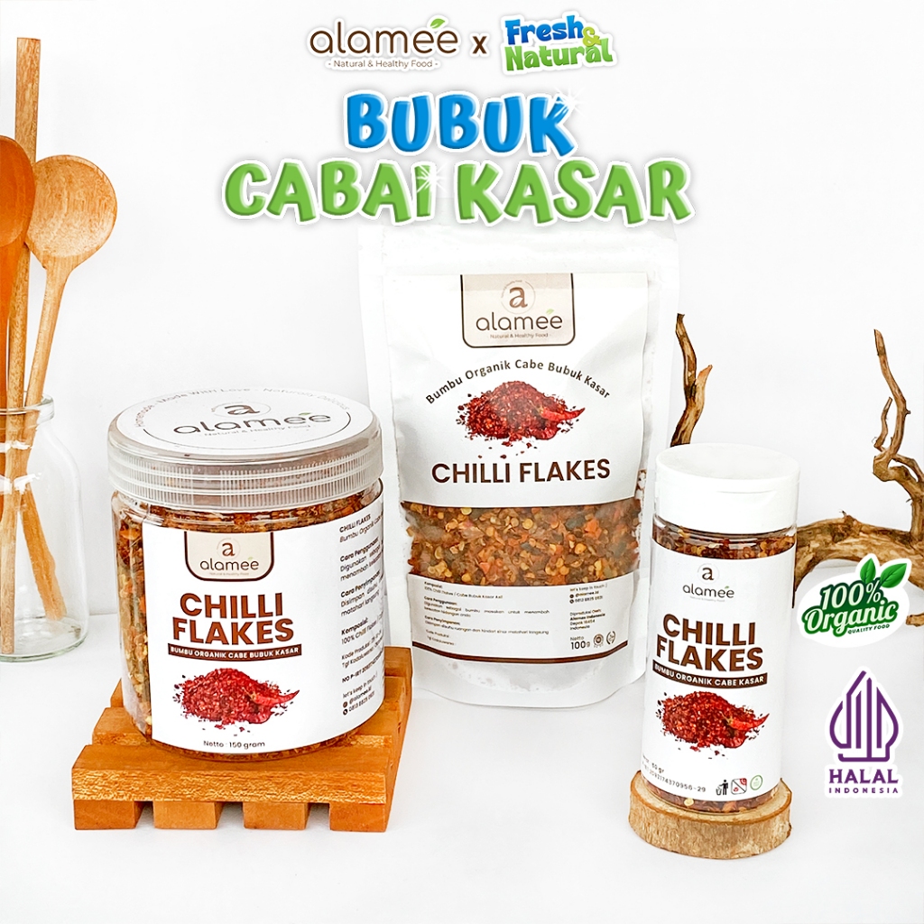 

Cabe Bubuk Kasar Chilli Flakes Cabai Bumbu Dapur Masak Organik Seasoning 150g fresh and natural